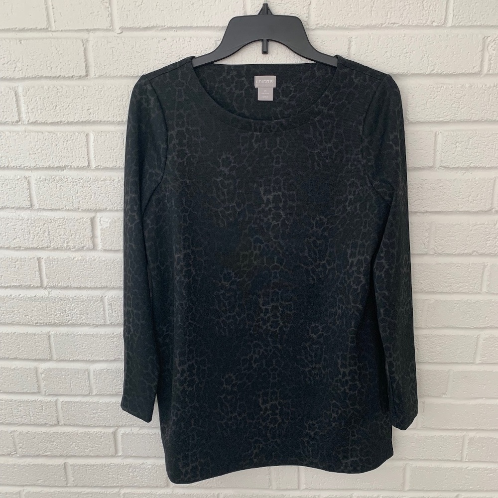 Chico’s Black Cheetah Print Blouse and Legging Set